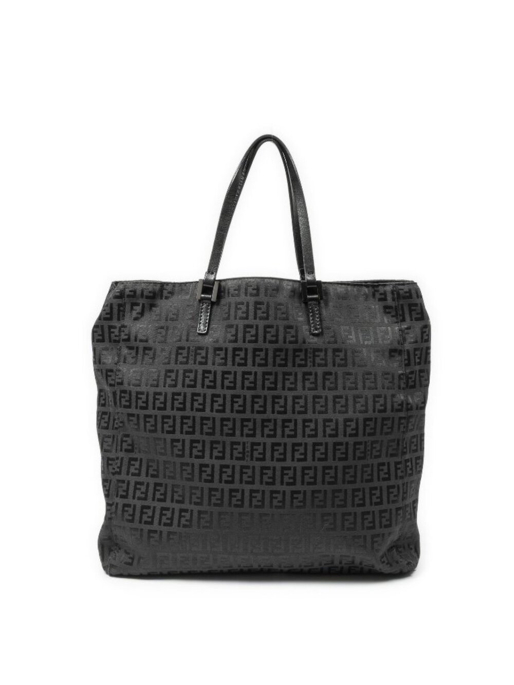 Fendi Square Open Tote Black Zucchino Canvas